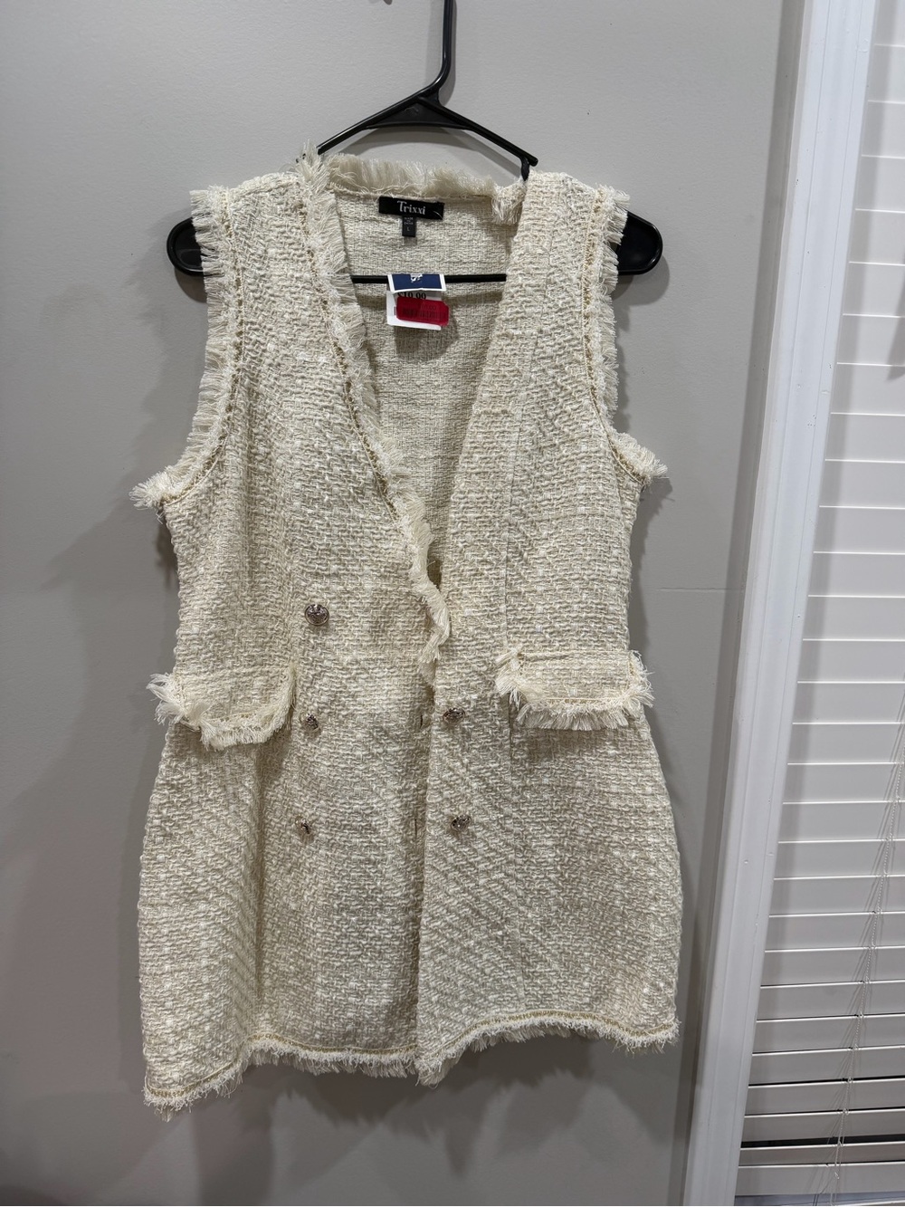 Tuxeau Cream Tweed Double-Breasted Vest